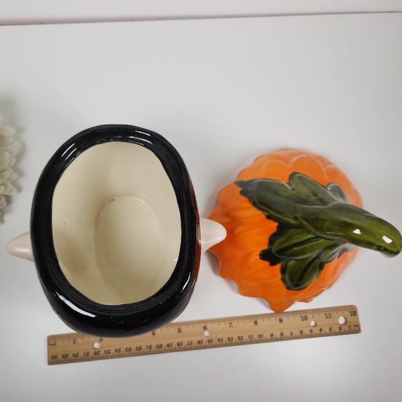 Vintage 1960s Pixie Elf Head Ceramic Cookie Jar w/ Orange Leaf Hat- MCM, Retro - Picture 6 of 9